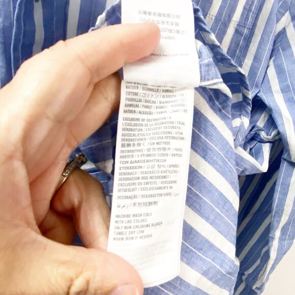 2/$30 Hollister Button Up Collar Shirt Pinstriped Blue Men's Large Career - Picture 7 of 10